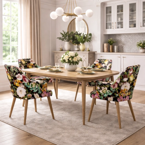 PRODUCENT Krzesło DELUXE KR-9 Tkanina Kwiaty Mix Czerń